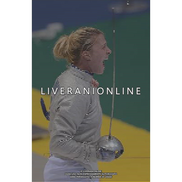 (130710) -- KAZAN, July 10, 2013 () -- Olga Kharlan of Ukraine celebrates victory during the women\'s Sabre Individual final at the 27th Summer Universiade in Kazan, Russia, July 9, 2013. Kharlan claimed the title by defeating South Korea\'s Kim Jiyeon with 15-9. (/Kong Hui) ©PHOTOSHOT/AGENZIA ALDO LIVERANI SAS - ITALY ONLY - EDITORIAL USE ONLY