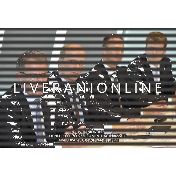 MILANO 11/7/2013 INCONTRO STAMPA LUFTHANSA, PRESSO MERCEDES-BENZ CENTER, V IA GALLARATE 450 NELLA FOTO CARTSEN SPHOR, MARTIN RIECKEN, THOMAS EGGERT E GOTZ AHMELMANN FOTO ROMANO/AG ALDO LIERANI S.A.S. 