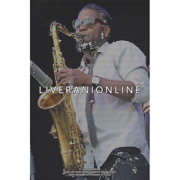 Love Supreme Jazz Festival at Glynde near Lewes, East Sussex. Soweto Kinch jazz alto saxophonist and rapper performs on the main stage. /AGENZIA ALDO LIVERANI SAS-ITALY ONLY - EDITORIAL USE ONLY