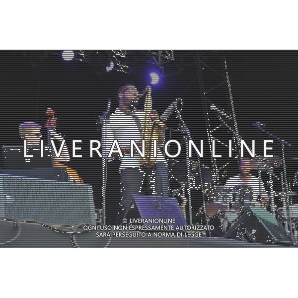 Love Supreme Jazz Festival at Glynde near Lewes, East Sussex. Soweto Kinch jazz alto saxophonist and rapper performs on the main stage. /AGENZIA ALDO LIVERANI SAS-ITALY ONLY - EDITORIAL USE ONLY