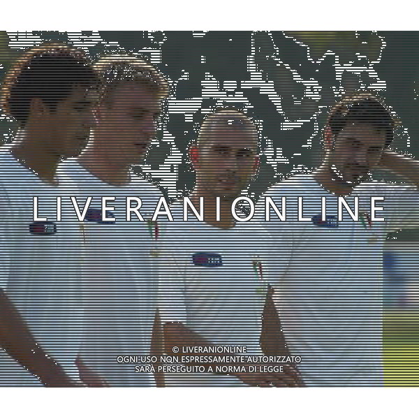 Coverciano 04/10/2004 Raduno della Nazionale Nella foto: Corradi Bernardo, De Rossi Daniele, Di Vaio Marco e Fiore Stefano.* Ph Gianni Nucci/Aldo Liverani