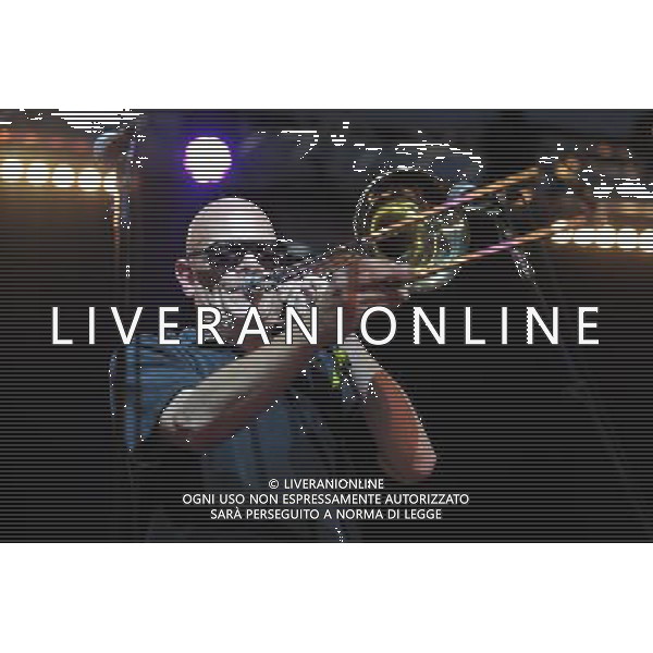Love Supreme Jazz Festival at Glynde near Lewes, East Sussex. Kitten And The Hip pictured. Kitten Quinn vocals and Ashley Slater on brass. /AGENZIA ALDO LIVERANI SAS-ITALY ONLY - EDITORIAL USE ONLY