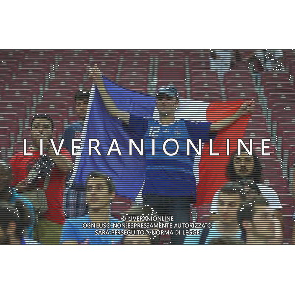 FIFA U20 World Cup Final match between France and Uruguay at Turk Telekom Arena Stadium in Istanbul, Turkey 13.07.2013 Pictured: French players celebrate with their trophy after beating Uruguay at penalty kicks during their FIFA Under 20 World Cup final football match at Turk Telecom stadium in Istanbul. MISTRZOSTWA SWIATA U20 U 20 PILKA NOZNA TURCJA FINAL FRANCJA vs URUGWAJ FOT. SESKIM/NEWSPIX.PL TURKEY, GERMANY, AUSTRIA AND UK OUT !!! --- Newspix.pl AG ALDO LIVERANI SAS ONLY ITALY *** Local Caption *** www.newspix.pl mail us: info@newspix.pl call us: 0048 022 23 22 222 --- Polish Picture Agency by Ringier Axel Springer Poland