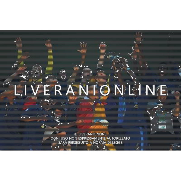 FIFA U20 World Cup Final match between France and Uruguay at Turk Telekom Arena Stadium in Istanbul, Turkey 13.07.2013 Pictured: French players celebrate with their trophy after beating Uruguay at penalty kicks during their FIFA Under 20 World Cup final football match at Turk Telecom stadium in Istanbul. MISTRZOSTWA SWIATA U20 U 20 PILKA NOZNA TURCJA FINAL FRANCJA vs URUGWAJ FOT. SESKIM/NEWSPIX.PL TURKEY, GERMANY, AUSTRIA AND UK OUT !!! --- Newspix.pl AG ALDO LIVERANI SAS ONLY ITALY *** Local Caption *** www.newspix.pl mail us: info@newspix.pl call us: 0048 022 23 22 222 --- Polish Picture Agency by Ringier Axel Springer Poland