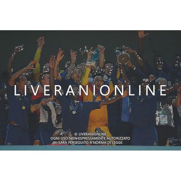 FIFA U20 World Cup Final match between France and Uruguay at Turk Telekom Arena Stadium in Istanbul, Turkey 13.07.2013 Pictured: French players celebrate with their trophy after beating Uruguay at penalty kicks during their FIFA Under 20 World Cup final football match at Turk Telecom stadium in Istanbul. MISTRZOSTWA SWIATA U20 U 20 PILKA NOZNA TURCJA FINAL FRANCJA vs URUGWAJ FOT. SESKIM/NEWSPIX.PL TURKEY, GERMANY, AUSTRIA AND UK OUT !!! --- Newspix.pl AG ALDO LIVERANI SAS ONLY ITALY *** Local Caption *** www.newspix.pl mail us: info@newspix.pl call us: 0048 022 23 22 222 --- Polish Picture Agency by Ringier Axel Springer Poland