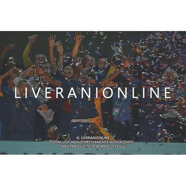 FIFA U20 World Cup Final match between France and Uruguay at Turk Telekom Arena Stadium in Istanbul, Turkey 13.07.2013 Pictured: French players celebrate with their trophy after beating Uruguay at penalty kicks during their FIFA Under 20 World Cup final football match at Turk Telecom stadium in Istanbul. MISTRZOSTWA SWIATA U20 U 20 PILKA NOZNA TURCJA FINAL FRANCJA vs URUGWAJ FOT. SESKIM/NEWSPIX.PL TURKEY, GERMANY, AUSTRIA AND UK OUT !!! --- Newspix.pl AG ALDO LIVERANI SAS ONLY ITALY *** Local Caption *** www.newspix.pl mail us: info@newspix.pl call us: 0048 022 23 22 222 --- Polish Picture Agency by Ringier Axel Springer Poland