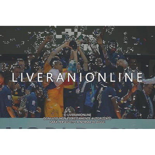 FIFA U20 World Cup Final match between France and Uruguay at Turk Telekom Arena Stadium in Istanbul, Turkey 13.07.2013 Pictured: French players celebrate with their trophy after beating Uruguay at penalty kicks during their FIFA Under 20 World Cup final football match at Turk Telecom stadium in Istanbul. MISTRZOSTWA SWIATA U20 U 20 PILKA NOZNA TURCJA FINAL FRANCJA vs URUGWAJ FOT. SESKIM/NEWSPIX.PL TURKEY, GERMANY, AUSTRIA AND UK OUT !!! --- Newspix.pl AG ALDO LIVERANI SAS ONLY ITALY *** Local Caption *** www.newspix.pl mail us: info@newspix.pl call us: 0048 022 23 22 222 --- Polish Picture Agency by Ringier Axel Springer Poland