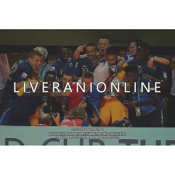 FIFA U20 World Cup Final match between France and Uruguay at Turk Telekom Arena Stadium in Istanbul, Turkey 13.07.2013 Pictured: French players celebrate with their trophy after beating Uruguay at penalty kicks during their FIFA Under 20 World Cup final football match at Turk Telecom stadium in Istanbul. MISTRZOSTWA SWIATA U20 U 20 PILKA NOZNA TURCJA FINAL FRANCJA vs URUGWAJ FOT. SESKIM/NEWSPIX.PL TURKEY, GERMANY, AUSTRIA AND UK OUT !!! --- Newspix.pl AG ALDO LIVERANI SAS ONLY ITALY *** Local Caption *** www.newspix.pl mail us: info@newspix.pl call us: 0048 022 23 22 222 --- Polish Picture Agency by Ringier Axel Springer Poland