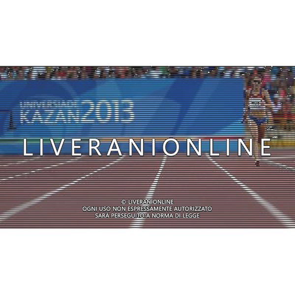 (130713) -- KAZAN, July 13, 2013 () -- Ksenia Ustalova of Russia competes during the women\'s 4x400 relay final at the 27th Summer Universiade in Kazan, Russia, July 12, 2013. Team Russia won the gold with 3 minutes and 26.61 seconds. (/Li Ying) (jyc) AG ALDO LIVERANI SAS ONLY ITALY