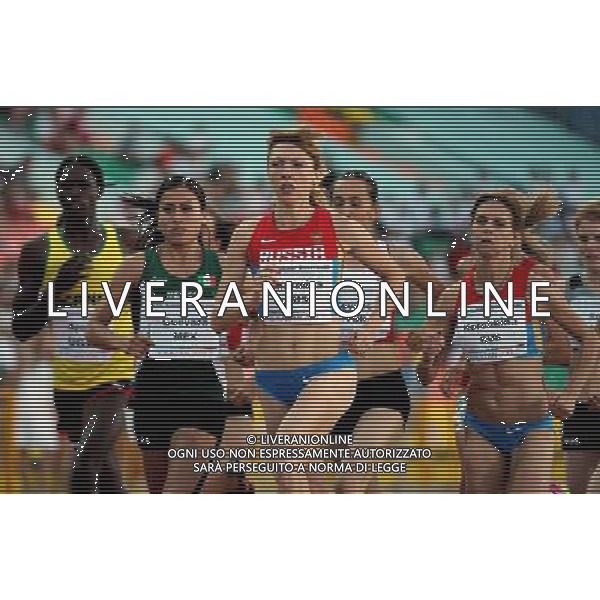 (130713) -- KAZAN, July 13, 2013 () -- Ekaterina Sharmina (Front) of Russia competes during the women\'s 1500m final at the 27th Summer Universiade in Kazan, Russia, July 12, 2013. Sharmina won the gold with 4 minutes and 5.49 seconds. (/Li Ying) (jyc) AG ALDO LIVERANI SAS ONLY ITALY