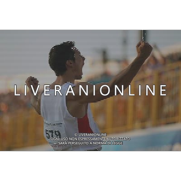 (130713) -- KAZAN, July 13, 2013 () -- Luis Alberto Rivera of Mexico celebrates after the men\'s long jump final at the 27th Summer Universiade in Kazan, Russia, July 12, 2013. Rivera won the gold with 8.46 metres. (/Li Ying) (jyc) ©PHOTOSHOT/AGENZIA ALDO LIVERANI SAS - ITALY ONLY - EDITORIAL USE ONLY