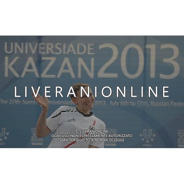 (130713) -- KAZAN, July 13, 2013 () -- Maren Prediger of Germany poses during the awarding ceremony after the women\'s 10m air rifle final of shooting event at the 27th Summer Universiade in Kazan, Russia, July 12, 2013. Prediger won the gold with 206.4 rings. (/Kong Hui) (jyc) ©PHOTOSHOT/AGENZIA ALDO LIVERANI SAS - ITALY ONLY - EDITORIAL USE ONLY