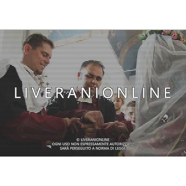(130714) -- SKOPJE, July 14, 2013 () -- Vase Gjorgjevski (L), 27-year-old bridegroom and Aleksandra Krstevska (R), 26-year-old bride, get married in a traditional way in the village of Galicnik, Macedonia, on July 14, 2013. The western Macedonian village of Galicnik staged its traditional wedding ceremony, an annual event that has been running for more than 50 years. (/Darko Duridanski) ©photoshot/AGENZIA ALDO LIVERANI SAS - ITALY ONLY - Cerimonia tradizionale di nozze e matrimoni macedone con processione nel villaggio di Galicnik, in Macedonia, il 14 luglio 2013.