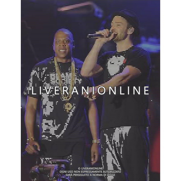  Jay-Z , and JustinTimberlake performing live at the Yahoo Wireless Festival. Held in the Queen Elizabeth Olympic Park, Stratford, on Sunday July 14, 2013. AG ALDO LIVERANI SAS ONLY ITALY