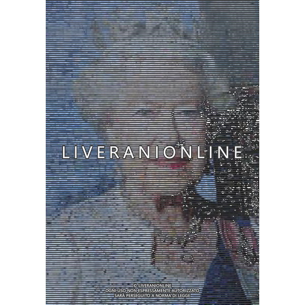 A close up of the mosaic portrait of Queen Elizabeth II which was presented to her from the Keswick Tourist Association, as she arrived at Bowness on Windermere pier, Cumbria. The Queen said today that she is hoping the royal baby is born soon - because she is about to go on holiday. She made the comment in reply to a question from a 10-year-old schoolgirl while on a series of engagements in the Lake District. ©photohsot/AGENZIA ALDO LIVERANI SAS - ITALY ONLY - REALI INGLESI: La Regina Elisabetta II d\'inghilterra in visita a Cumbria, il 17 luglio 2013