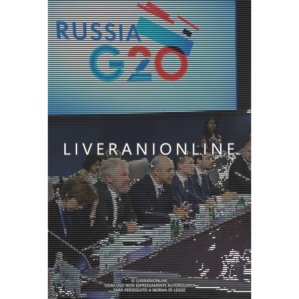 (130719) -- MOSCOW, July 19, 2013 () -- Russian Finance Minister Anton Siluanov (3rd L) speaks on the Group of Twenty (G20) Finance and Labor Ministers Meeting of G20 finance ministers and central bank governors\' meetings in Moscow, Russia, July 19, 2013. The G20 finance ministers and central bank governors\' meetings kicked off in Moscow on Friday (/Ding Yuan) ©photoshot/AGENZIA ALDO LIVERANI SAS - ITALY ONLY - Riunione dei ministri delle finanze e governatori delle banche centrali al G20 a Mosca, Russia 20 luglio 2013.