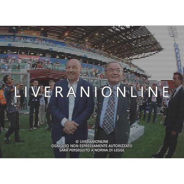 REGGIO EMILIA 23 LUGLIO 2013 /TROFEO TIM 2013 / TRIANGOLARE JUVENTUS-MILAN-SASSUOLO / NELLA FOTO: IL DIRETTORE GENERALE DELLA JUVENTUS GIUSEPPE MAROTTA E IL PATRON DEL SASSUOLO SQUINZI / FOTO FRANCESCA SOLI - AGENZIA ALDO LIVERANI SAS