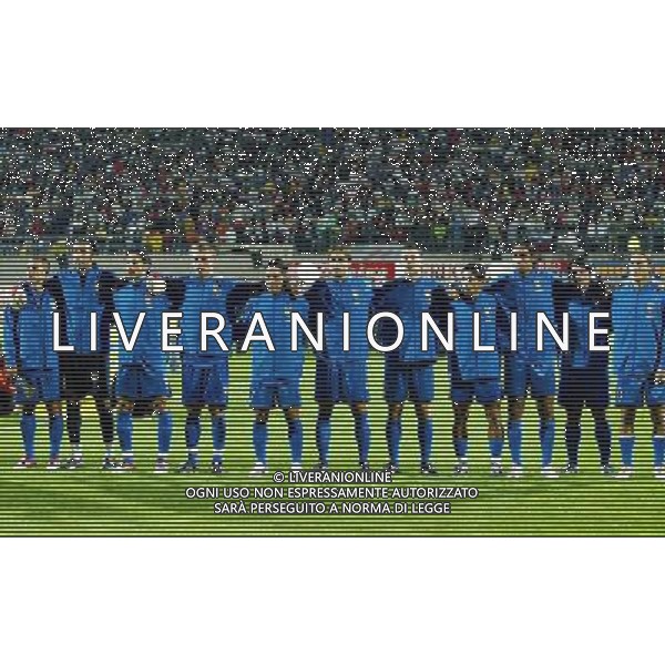 CELJE (SLO) 09/10/2004 SLOVENIA-ITALIA NELLA FOTO:LA FORMAZIONE ITALIANA DURANTE L\'INNO NAZIONALE FOTO PAOLA GARBUIO/ALDO LIVERANI s.a.s