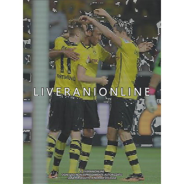 firo, Fu§ball, Fussball, 1. Bundesliga, 1. BL, DFL Supercup 2013, Saison 2013/2014, 27.07.2013, BVB, Borussia Dortmund - FC Bayern MŸnchen, Muenchen 4:2 Torjubel, Jubel, Marco Reus, BVB, Jubel mit Pierre-Emrick Aubameyang, BVB und Robert Lewandowski, BVB, Gestik, Lachen $worldrightsEs gelten unsere AGB, einsehbar auf www.firosportphoto.de copyright by firo sportphoto: Coesfelder Stra§e 207Ê 48249 D † L M E N (Duelmen) www.firosportphoto.de mail@firosportphoto.de (V o l k s b a n k B o c h u m - W i t t e n ) BLZ.: 430 601 29 Kt. Nr.: 341 117 100 Tel:Ê 02594-9916004 Fax:Ê 02594-9916005 AG ALDO LIVERANI SAS ONLY ITALY