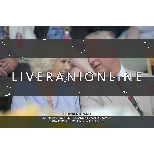The Prince of Wales and the Duchess of Cornwall in the Main Ring at the Royal Welsh Show in Llanelwedd, Builth Wells, Wales. ©photoshot/AGENZIA ALDO LIVERANI SAS - ITALY ONLY - REALI INGLESI: Il Principe Carlo d\'Inghilterra e la moglie Camilla Duchessa di Cornovaglia al Royal Welsh Show Showground 24 luglio 2013 in Builth Wells, Galles.