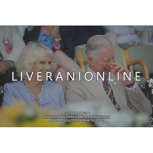 The Prince of Wales and the Duchess of Cornwall in the Main Ring at the Royal Welsh Show in Llanelwedd, Builth Wells, Wales. ©photoshot/AGENZIA ALDO LIVERANI SAS - ITALY ONLY - REALI INGLESI: Il Principe Carlo d\'Inghilterra e la moglie Camilla Duchessa di Cornovaglia al Royal Welsh Show Showground 24 luglio 2013 in Builth Wells, Galles.