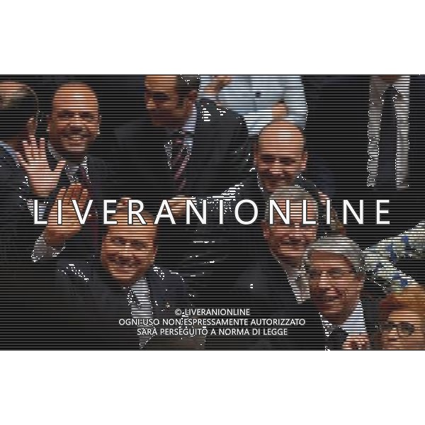 (130801) -- ROME, Aug. 1, 2013 () -- File photo taken on April 20, 2013 shows the then Italian Prime Minister Silvio Berlusconi (L front) waving to the media in Rome. The Italian Supreme Court on Thursday confirmed a jail term conviction for tax fraud while ordering a new appeal trial for ban on public office for former Prime Minister Silvio Berlusconi. (/Xu Nizhi) ©photoshot/AGENZIA ALDO LIVERANI SAS - ITALY ONLY - Lettura della sentenza definitiva Mediaset della Corte Suprema di Cassazione a Palazzo di Giustizia a Roma 01 agosto 2013 che ha confermato la condanna di Silvio Berlusconi