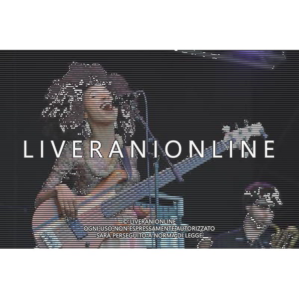 Love Supreme Jazz Festival at Glynde near Lewes, East Sussex. Esperanza Spalding pictured on the Main Stage.