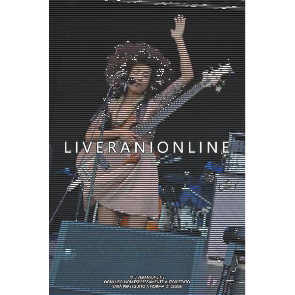 Love Supreme Jazz Festival at Glynde near Lewes, East Sussex. Esperanza Spalding pictured on the Main Stage.
