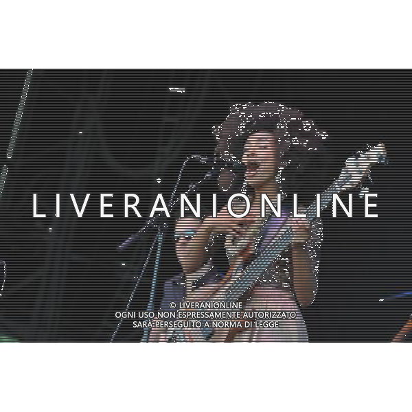 Love Supreme Jazz Festival at Glynde near Lewes, East Sussex. Esperanza Spalding pictured on the Main Stage.
