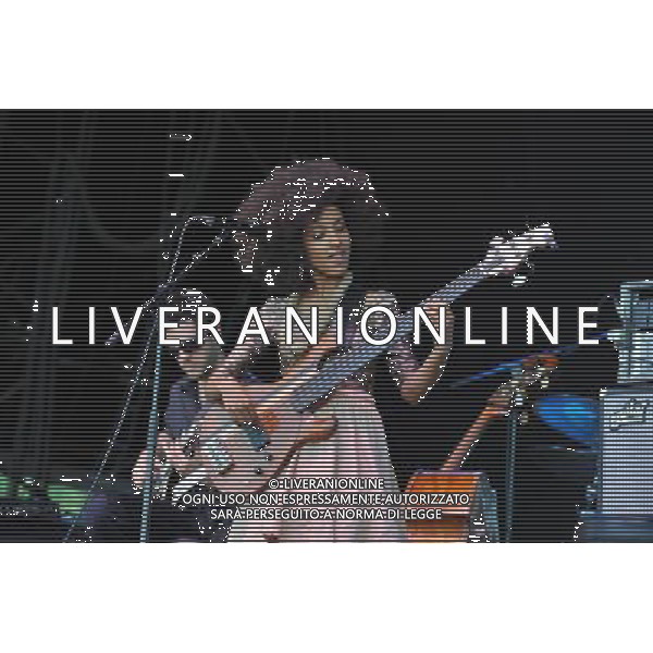 Love Supreme Jazz Festival at Glynde near Lewes, East Sussex. Esperanza Spalding pictured on the Main Stage.