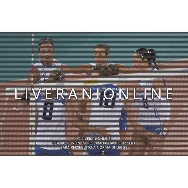 esultanza italia VOLLEY ITALIA-KAZAKISTAN. Oggi 03 agosto 2013 a Montichiari Ph Fotolive Richard Morgano AG ALDO LIVERANI SAS