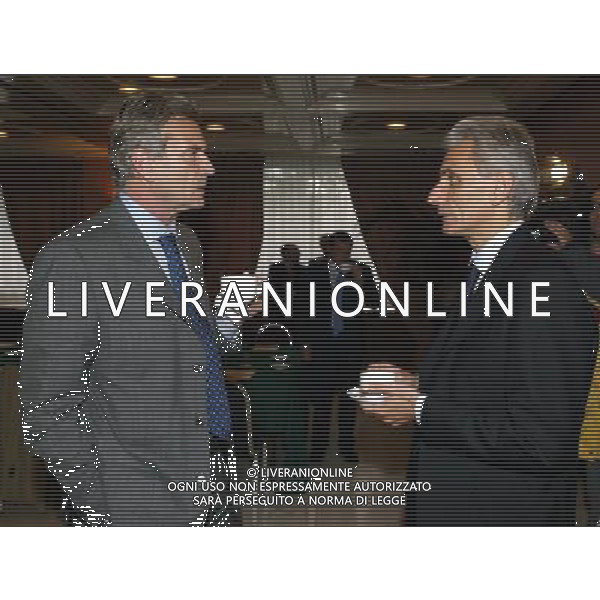 Hotel Gallia Milano 12/10/2004 Riunione dei Presidenti dei Club di serie A e B nella foto Giacinto Facchetti con luca baraldi foto emilio andreoli/agenzia aldo liverani