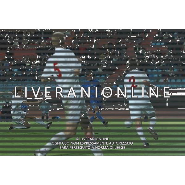 Mantova 12/10/2004 Italia-Bielorussia Under 21 Qualificazioni europei nella foto il gol di aquilani agenzia aldo liverani