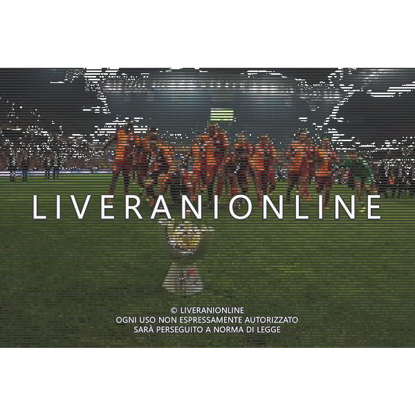 Turkish supercup match between Fenerbahce and Galatasaray at Kadir Has Stadium in Kayseri on August 11, 2013. Match Scored: Fenerbahce 0 - Galatasaray 1 Pictured: Players of Galatasaray celebrate winning the Turkey supercup. TURCJA SUPER PUCHAR LIGA TURECKA PILKA NOZNA SEZON 2013/2014 FOT.SESKIM PHOTO/NEWSPIX.PL TURKEY, GERMANY, AUSTRIA AND UK OUT !!! --- Newspix.pl AG ALDO LIVERANI SAS ONLY ITALY *** Local Caption *** www.newspix.pl mail us: info@newspix.pl call us: 0048 022 23 22 222 --- Polish Picture Agency by Ringier Axel Springer Poland