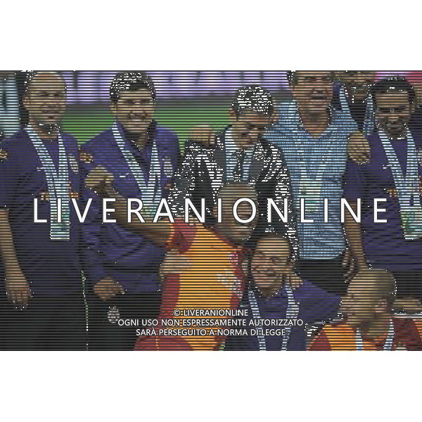 Turkish supercup match between Fenerbahce and Galatasaray at Kadir Has Stadium in Kayseri on August 11, 2013. Match Scored: Fenerbahce 0 - Galatasaray 1 Pictured: Didier Drogba and Players of Galatasaray celebrate winning the Turkey supercup. TURCJA SUPER PUCHAR LIGA TURECKA PILKA NOZNA SEZON 2013/2014 FOT.SESKIM PHOTO/NEWSPIX.PL TURKEY, GERMANY, AUSTRIA AND UK OUT !!! --- Newspix.pl AG ALDO LIVERANI SAS ONLY ITALY *** Local Caption *** www.newspix.pl mail us: info@newspix.pl call us: 0048 022 23 22 222 --- Polish Picture Agency by Ringier Axel Springer Poland