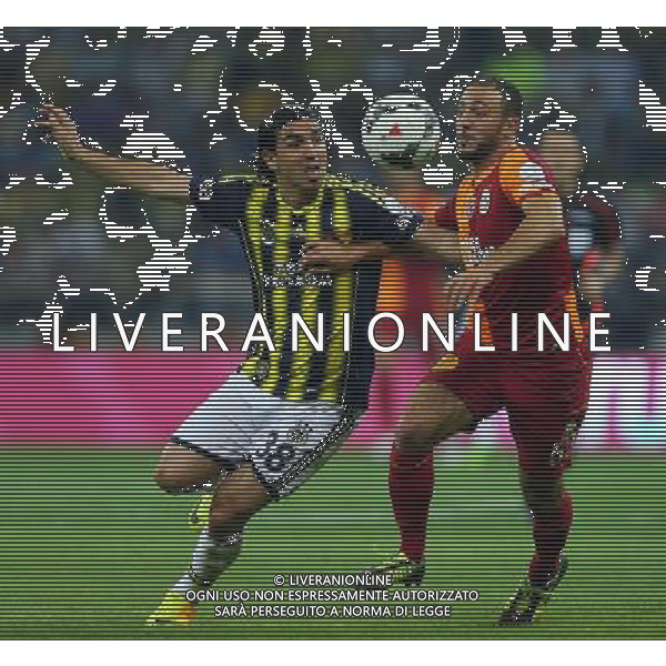 Turkish supercup match between Fenerbahce and Galatasaray at Kadir Has Stadium in Kayseri on August 11, 2013. Match Scored: Fenerbahce 0 - Galatasaray 1 Pictured: Nordin Amrabat of Galatasaray and Mehmet Topuz of Fenerbahce. TURCJA SUPER PUCHAR LIGA TURECKA PILKA NOZNA SEZON 2013/2014 FOT.SESKIM PHOTO/NEWSPIX.PL TURKEY, GERMANY, AUSTRIA AND UK OUT !!! --- Newspix.pl AG ALDO LIVERANI SAS ONLY ITALY *** Local Caption *** www.newspix.pl mail us: info@newspix.pl call us: 0048 022 23 22 222 --- Polish Picture Agency by Ringier Axel Springer Poland