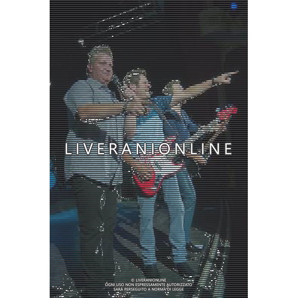 Racall Flats - Gary LeVox (lead vocals), Jay DeMarcus (bass guitar, keyboard, piano, vocals) and Joe Don Rooney (lead guitar, vocals) performing live in concert on their Live \' Loud Tour at the O2 Shepherdâ€™s Bush Empire, London, United Kingdom Date: 10/071023 AG ALDO LIVERANI SAS ONLY ITALY