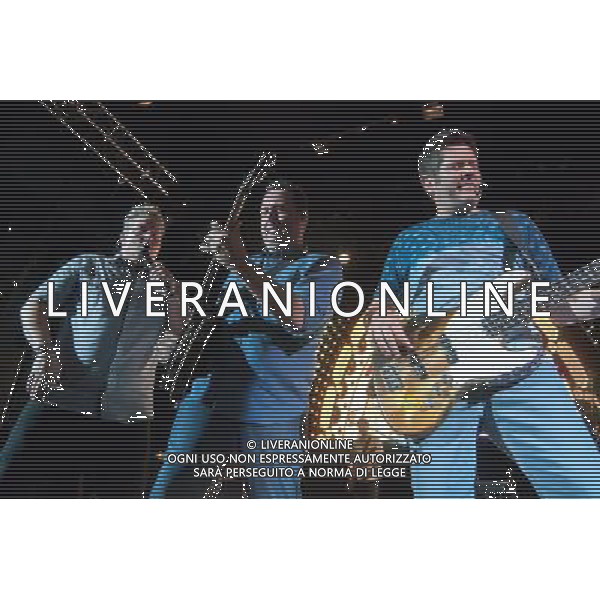 Racall Flats - Gary LeVox (lead vocals), Jay DeMarcus (bass guitar, keyboard, piano, vocals) and Joe Don Rooney (lead guitar, vocals) performing live in concert on their Live \' Loud Tour at the O2 Shepherdâ€™s Bush Empire, London, United Kingdom Date: 10/071023 AG ALDO LIVERANI SAS ONLY ITALY