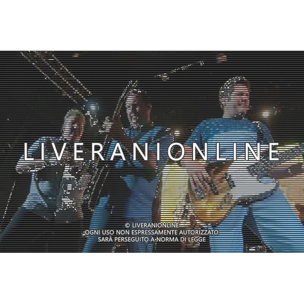 Racall Flats - Gary LeVox (lead vocals), Jay DeMarcus (bass guitar, keyboard, piano, vocals) and Joe Don Rooney (lead guitar, vocals) performing live in concert on their Live \' Loud Tour at the O2 Shepherdâ€™s Bush Empire, London, United Kingdom Date: 10/071023 AG ALDO LIVERANI SAS ONLY ITALY