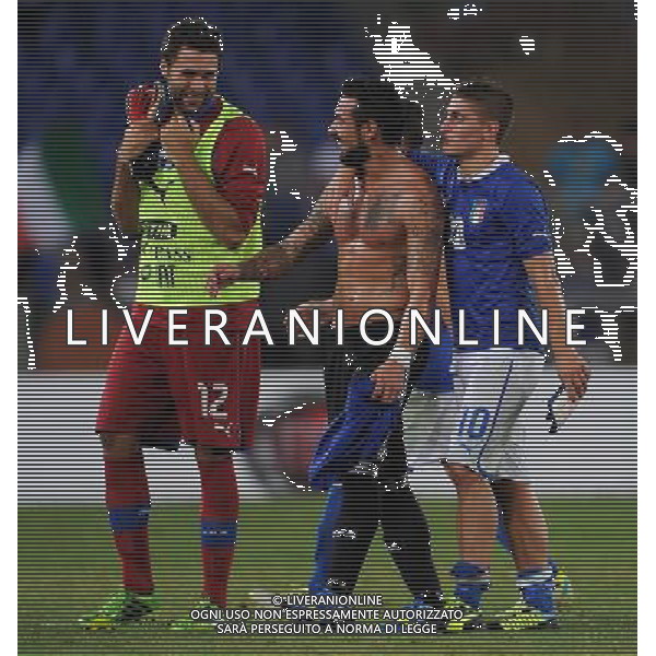 Amichevole FIFA Roma - 14.08.2013 Italia-Argentina Nella Foto:verratti lavezzi e sirigu a fine partita /Ph.Vitez-Ag. Aldo Liverani