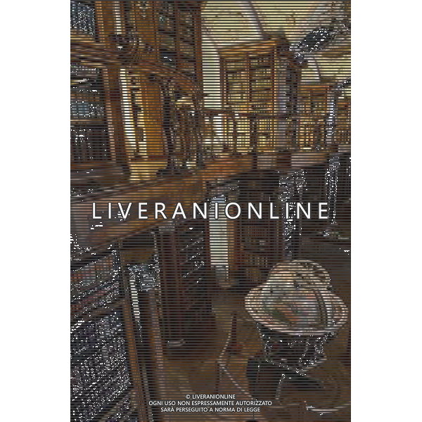 (130816) -- ST.GALLEN, Aug. 16, 2013 () -- Picture taken on Aug. 15, 2013 shows the Abbey Library. Located in eastern Switzerland\'s St. Gallen city, the Convent of St. Gall was one of the most important convents in Europe from the 8th century to its secularization in 1805. The Convent of St Gall, with its splendid baroque cathedral and the Abbey Library, constitutes a unique historic ensemble and was named a UNESCO World Heritage Site in 1983. Its library is one of the richest and oldest in the world and contains 170,000 works and some 2,100 original medieval handwritten manuscripts, including the earliest-known architectural plan drawn on parchment. The hall of the library and the cathedral, main features of this remarkable architectural complex, was built in Baroque style between 1758-1767, reflecting 12 centuries of continuous activity. In 612, the Irish monk Gallus erected his hermitage on this site. It was around 719 that the Aleman Otmar extended the original hermit\'s cell into an abbey, which flourished rapidly. By the 9th century, thanks to its schools and library, the Abbey of St. Gall subsequently became one of the leading cultural centers of the Western world. And then the Benedictine monastery enjoyed a second period of glory in the 17th and 18th centuries. (/Wang Siwei) ©photoshot/AGENZIA ALDO LIVERANI SAS - ITALY ONLY - Conventi, Chiese e Cattedrali nella citta\' di San Gallo in Svizzera, i piu\' importanti d\'Europa dall\'8¡ secolo per la sua secolarizzazione nel 1805 patrimonio mondiale dell\'UNESCO dal 1983