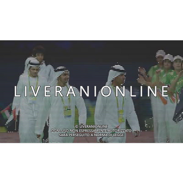 (130816) -- NANJING, Aug. 16, 2013 () -- The delegation of United Arab Emirates enters the gym during the opening ceremony of the 2013 Asian Youth Games in Nanjing, capital of east China\'s Jiangsu Province, on Aug. 16, 2013. (/Zhao Peng) ©photoshot/AGENZIA ALDO LIVERANI SAS - ITALY ONLY - Cerimonia di apertura dei Giochi della Gioventu\' 2013 asiatici a Nanjing capitale della Cina orientale nella provincia del Jiangsu, il 16 agosto 2013.