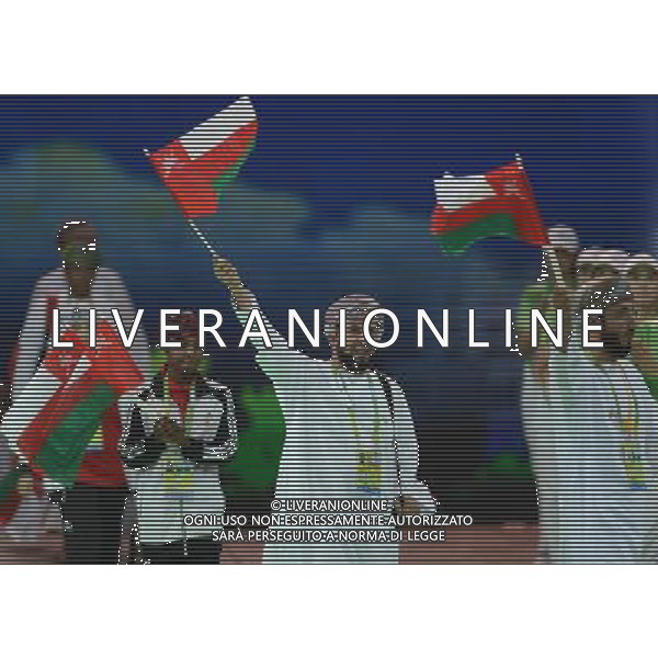 (130816) -- NANJING, Aug. 16, 2013 () -- The delegation of Oman enters the gym during the opening ceremony of the 2013 Asian Youth Games in Nanjing, capital of east China\'s Jiangsu Province, on Aug. 16, 2013. (/Zhao Peng) ©photoshot/AGENZIA ALDO LIVERANI SAS - ITALY ONLY - Cerimonia di apertura dei Giochi della Gioventu\' 2013 asiatici a Nanjing capitale della Cina orientale nella provincia del Jiangsu, il 16 agosto 2013.