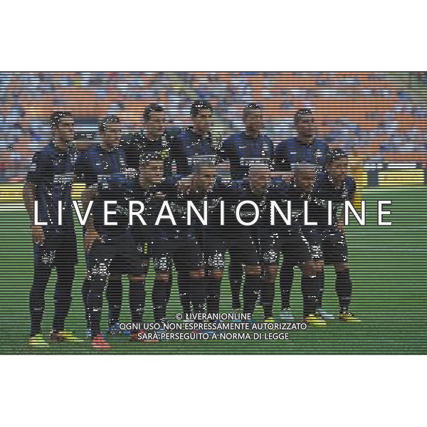 MILANO, 18-08-2013 / å©FOTO GIORGIO RAVEZZANI COPPA ITALIA TIM INTER-CITTADELLA 4-0 NELLA FOTO : FORMAZIONE INTER ALVAREZ-CAMPAGNARO-HANDANOVIC-RANOCCHIA-GUARIN-JUAN JESUS ICARDI-PALACIO-CAMBIASSO-JONATHAN-NAGATOMO AG ALDO LIVERANI SAS
