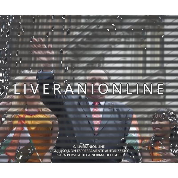 Businessman and Mayoral candidate John Catsimatidis with family and supporters rides a float in the Indian Independence Day Parade on Madison Ave. on Sunday, August 18, 2013. Now in it\'s 33rd year, the parade celebrates the 66th anniversary of India\'s partition from British rule on August 15, 1947. (Œ Richard B. Levine) ©photoshot/AGENZIA ALDO LIVERANI SAS - ITALY ONLY - La parata dell\'orgoglio indiano-americano sulla Madison Avenue