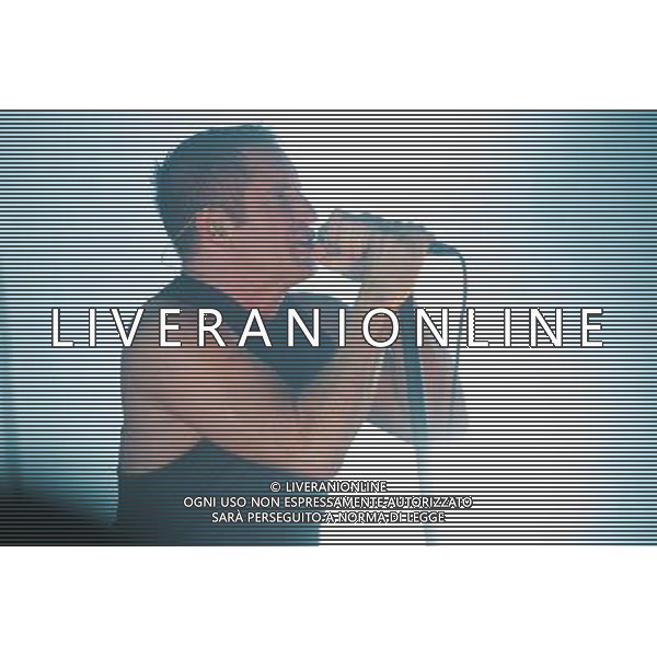American Industrial rock band Nine Inch Nails (NIN for short) perform an intimate warm up gig at Scala, King\'s Cross, London, England, UK on 20th August 2013 prior to Reading and Leeds festival. The band consists of Trent Reznor (vocals), Robin Finck (guitarist left of Trent, one time GnR guitarist), Joshua Eustis (guitarist right of Trent), Alessandro Cortini (keyboards) and Ilan Rubin (drums). Pictured: Trent Reznor ©photoshot/AGENZIA ALDO LIVERANI SAS - ITALY ONLY - EDITORIAL USE ONLY