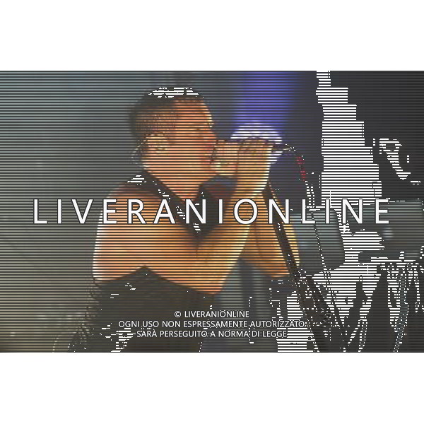 American Industrial rock band Nine Inch Nails (NIN for short) perform an intimate warm up gig at Scala, King\'s Cross, London, England, UK on 20th August 2013 prior to Reading and Leeds festival. The band consists of Trent Reznor (vocals), Robin Finck (guitarist left of Trent, one time GnR guitarist), Joshua Eustis (guitarist right of Trent), Alessandro Cortini (keyboards) and Ilan Rubin (drums). Pictured: Trent Reznor ©photoshot/AGENZIA ALDO LIVERANI SAS - ITALY ONLY - EDITORIAL USE ONLY