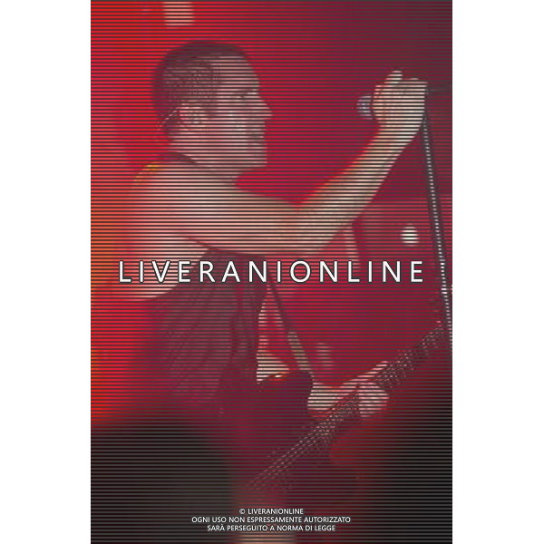 American Industrial rock band Nine Inch Nails (NIN for short) perform an intimate warm up gig at Scala, King\'s Cross, London, England, UK on 20th August 2013 prior to Reading and Leeds festival. The band consists of Trent Reznor (vocals), Robin Finck (guitarist left of Trent, one time GnR guitarist), Joshua Eustis (guitarist right of Trent), Alessandro Cortini (keyboards) and Ilan Rubin (drums). Pictured: Trent Reznor ©photoshot/AGENZIA ALDO LIVERANI SAS - ITALY ONLY - EDITORIAL USE ONLY