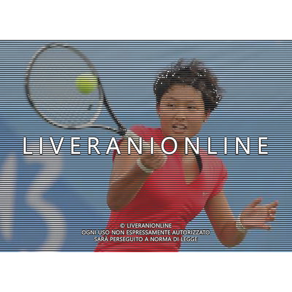 (SP)ASIAN GAMES-CHINA-NANJING-TENNIS (CN) (130823)--NANJING, Aug. 23 -- China\'s Sun Ziyue returns the ball during Women\'s singles final of tennis event against China\'s Wang Yan at 2013 Asian Youth Games in Nanjing, capital city of east China\'s Jiangsu Province, on Aug. 23, 2013. Sun Ziyue won the gold medal of the event with the score 2-0. (/Gong Lei) ©photoshot/AGENZIA ALDO LIVERANI SAS - ITALY ONLY - Giochi della Gioventu\' 2013 asiatici a Nanjing capitale della Cina orientale nella provincia del Jiangsu, agosto 2013.