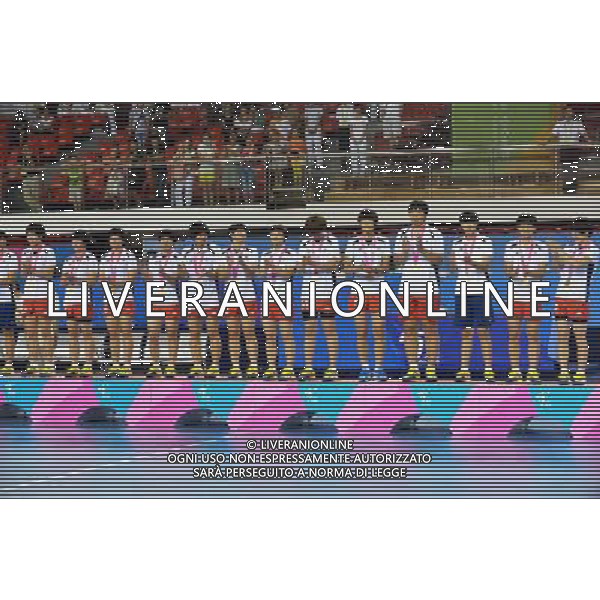 (130823)--NANJING, Aug. 23, 2013()--Gold medalists South Korea\'s players attend the awarding ceremony of women\'s handball single round match at 2013 Asian Youth Games in Nanjing, capital of east China\'s Jiangsu Province, Aug. 23, 2013. South Korea won the gold medal, Kazakhstan got the silver medal and China took the bronze medal. (/Shen Peng) ©photoshot/AGENZIA ALDO LIVERANI SAS - ITALY ONLY - Giochi della Gioventu\' 2013 asiatici a Nanjing capitale della Cina orientale nella provincia del Jiangsu, agosto 2013.